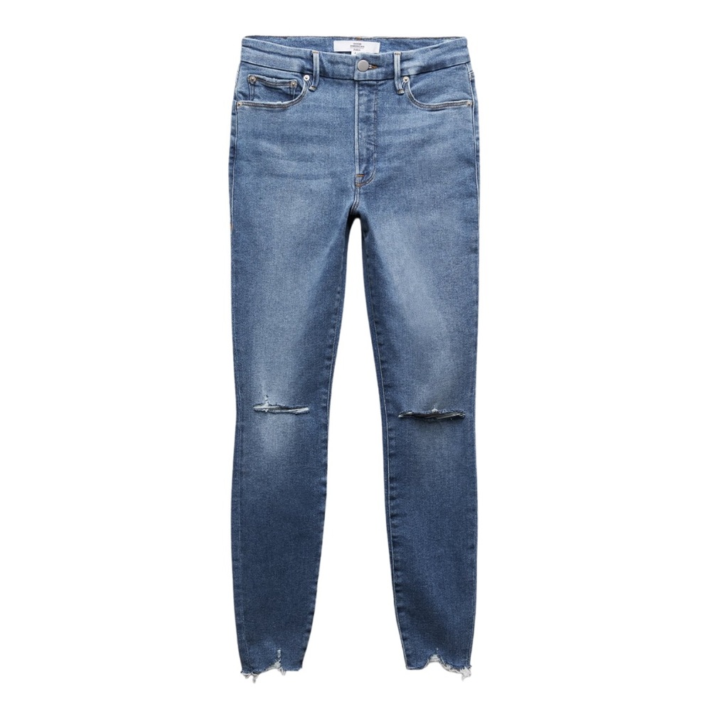 ⭐️ Good American x Zara High Rise Skinny Jeans Distressed 0